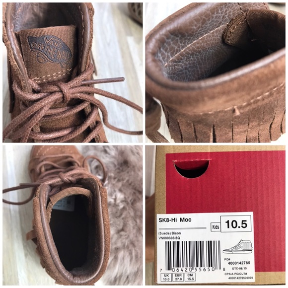 NWT VANS SK8-HI Moc Suede Bison Kid’s AUTHENTIC - Picture 7 of 8